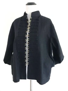 Blazer Western Peacock Ways frente abierto para mujer talla L negro lino mangas largas - Imagen 1 de 12