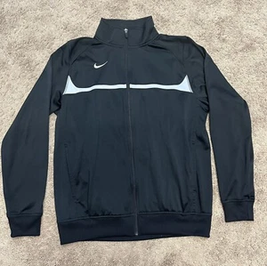 Nike Swoosh Logo Size Medium Black Zip up Light Track Jacket - Picture 1 of 3