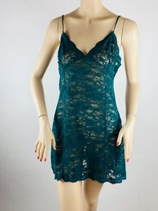 Vintage Victoria’s Secret 90s Y2K Green Lace Bodycon Slip Dress Negligee M - Picture 1 of 12