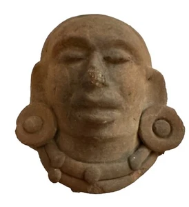 Cabeza de cerámica antigua maya hecha a mano 4,5x3,5 coleccionable latinoamericano - Imagen 1 de 13