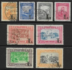 STAMPS-COLOMBIA-LANSA. 1951. Gothic “L” Overprint Set. SG: 21/28. Fine Used - Picture 1 of 1