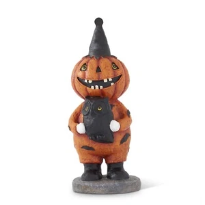 Volkskunst Primitive Halloween Retro Look 11" Kürbis Jack O Laterne Eule Figur - Bild 1 von 1