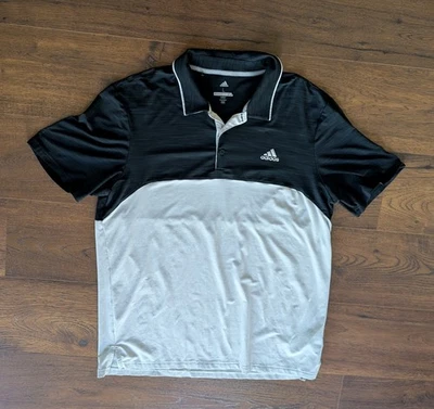 阿迪达斯高尔夫 Polo 衫黑色和灰色短袖男式 L 23 英寸坑,29 英寸长 — 第 1/4 张图片