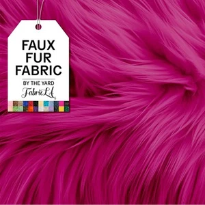 Faux Fur Fabric, 18"x60", Artificial Craft Fur, Fuchsia, Sewing, Upholstery. - Picture 1 of 7