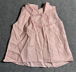Lintico Tanktop Neu mit Etikett 100 % Leinen drapierter Kragen rosa Größe Medium - Bild 1 von 9