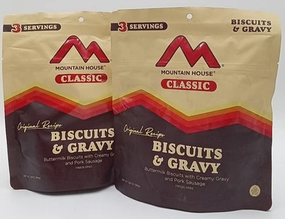 Lot of 2 Mountain House Classic Freeze Dried Biscuits & Gravy Meal EXP: 4/2053
