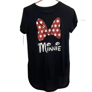 New Disney's Minnie Mouse Glitter Bow Women's Juniors T-Shirt Black Size Small - Picture 1 of 6