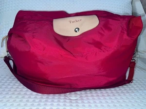 JON HART Duffel Travel Bag Red Coated Canvas with Leather Trim TUCKER 21"x12"x9" - Picture 1 of 10