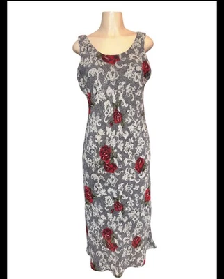 Sexy Vestido Sin Mangas Vintage Años 90 Rosa Alt Grunge Maxi Largo Estampado de Encaje Foto 1 de 4