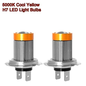 H7 LED Headlight Bulbs Kit High Low Beam 5000LM Super Bright 5000K Cool Yellow - Picture 1 of 8