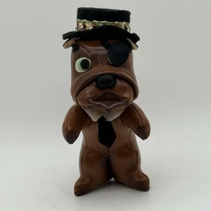 Jestia Bulldogge mit Augenklappe MCM Vintage Leder Plüschtier Stofftier Japan 6 Zoll - Bild 1 von 9