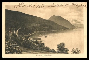 Postal de Faleide i Nordfjord Noruega vista fiordo barco montañas Paul E Ritter - Imagen 1 de 2