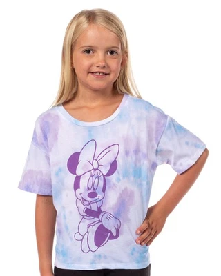 Disney Girl's Minnie Mouse Elegantly Sitting Tie-Dye Cropped T-Shirt - Image 1 of 4