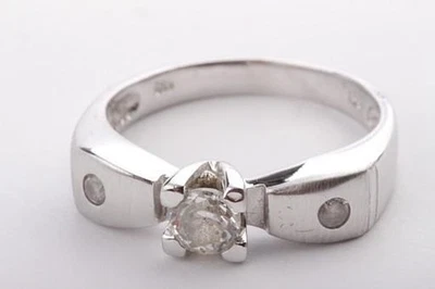 Kristall Ring 585 14K Weiß Gold Solitär Gr 55 Top!   - Bild 1 von 4