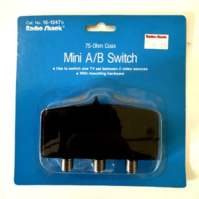 Vintage Archer Radio Shack 75 Ohm Coax Mini A/B Switch 15-1247B TV Video NIP NEW - Image 1 of 4