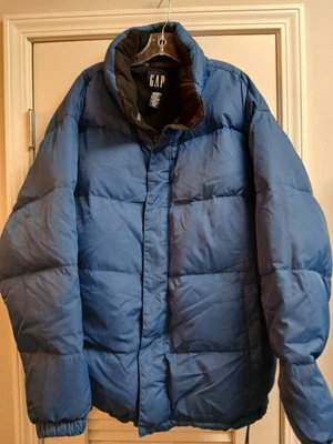 GAP Men’s Blue Down Filled Puffer Jacket XL Winter Coat Zip Up Warm Outerwear - Image 1 of 4
