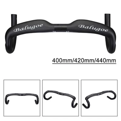 Road Handlebar 400/420/440 Handle Bike 31.8 Drop Bars Carbon Fiber Black - Image 1 of 4