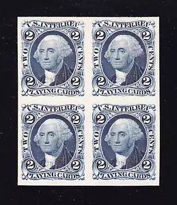 US R11P4 2c Playing Cards Revenue Plate Proof On Card Block of 4 XF NH - Picture 1 of 2