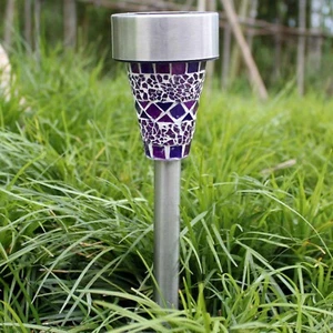 TrueLiving Outdoors Mosaic Solar Stake Purple Garden Lawn Decor - Picture 1 of 1