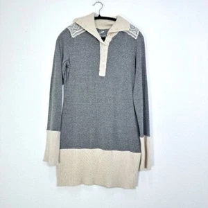 Vestido suéter túnica gris crema Free People Y2K parche en el codo para mujer talla M - Imagen 1 de 5