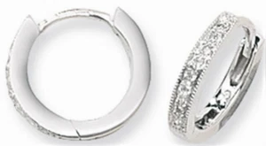 9ct white gold diamond hoop earrings  0.1ct hoops uk hallmarked new boxed - Picture 1 of 10