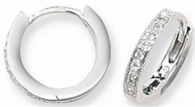 9ct white gold diamond hoop earrings  0.1ct hoops uk hallmarked new boxed - Image 1 of 4
