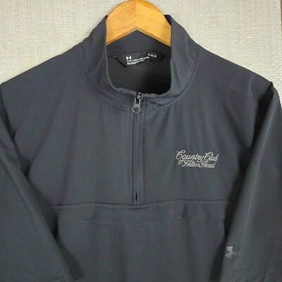 UNDER ARMOUR x CC de HILTON HEAD Hombres 1/4 Cremallera Rompevientos Chaqueta Pullover Negro Foto 1 de 4