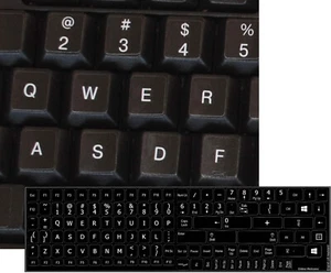 LLAVE PEGATINA DE TECLADO INGLÉS EE. UU. DE REPUESTO PARA COMPUTADORA PORTÁTIL FONDO NEGRO - Imagen 1 de 7
