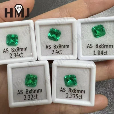 High quality Lab-grown Emerald Colombian Style Asscher Cut Square Certified New - Image 1 of 4