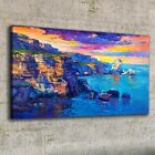 Canvas Print 100x50 Oil Painting Coast Clifs Sea Sunset Wall Art Framed Decor 