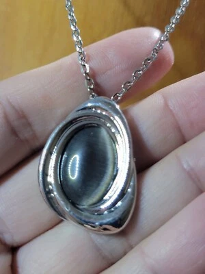 Collar Colgante Cabujón Ojo de Gato Gris Joyería de Moda Joyería de Disfraz Joyería Bijoux Foto 1 de 4