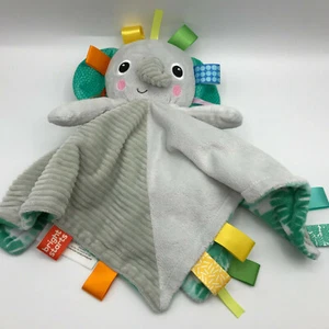 Bright Starts Elephant Plush Lovey Security Blanket Satin Colorful Tags - Picture 1 of 12