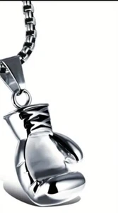 SILVER COLOUR BOXING GLOVE PENDANT CHAIN NECKLACE FASHION ACCESSORY UK SELLER - Picture 1 of 1