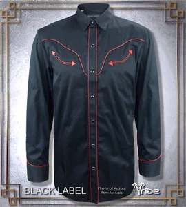 BLACK LABEL Ralph Lauren Men's Western Shirt Snap Embroidered Leather Trim - Picture 1 of 4