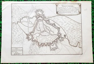 XVII ème - Dépt 59 - Beau Plan de Valenciennes par N. de Fer 37 x 27 cm de 1693 - Imagen 1 de 3