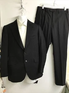 cesare attolini Suit Black 150s & 10% Cashmere Peak Collar Single Breast 38/32 - Picture 1 of 11