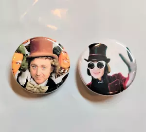 Johnnie Depp & Gene Wilder Willy Wonka & The Chocolate Factory 2 Pinback Buttons - Picture 1 of 3