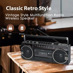 Retro-style Multifunction Radio 2 Way Bluetooth Speaker System, w/ FM, AM, SW - Picture 1 of 9