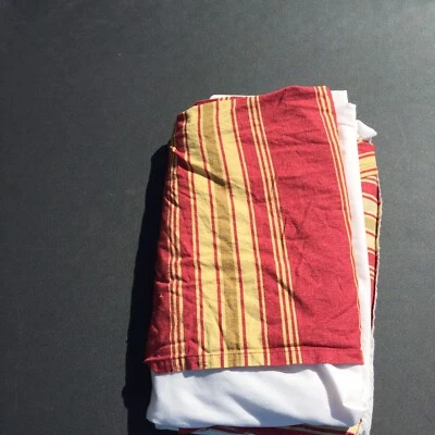 Queen Sized Bed Skirt Laura Ashley Lifestyles Red Tan Green Striped 100% Cotton - Image 1 of 4