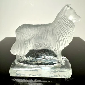 Lindshammer Glass Collie Dog Figurine - Frosted Danish MCM Art Glass RARE FIND - Picture 1 of 14