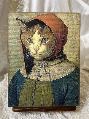 Cat Lady Primitive Folk Art Handcrafted Plaque Sign #3 - Image 1 of 3