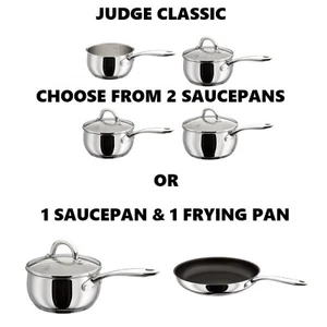 JUDGE CLASSIC 2 SAUCEPANS OR 1 SAUCEPAN AND 1 NON STICK FRYING PAN - Picture 1 of 19