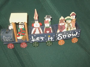 Holiday Display- Wooden Train w/ Snowmen Figures 5" x 11" - Picture 1 of 3
