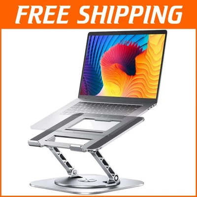 Foldable 360 Rotating Laptop Stand for Ergonomics and Heat Dissipation - Silver - Image 1 of 4