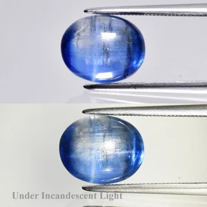 4.97ct Oval Cabochon Natural Blue Cat's Eye Kyanite - Untreated Sri-Lanka Gem - Picture 1 of 6