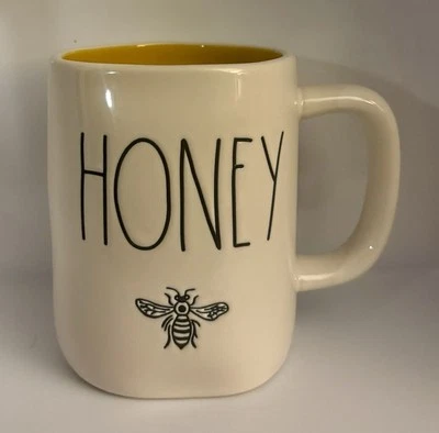 Taza de café “miel” blanca colección artesanal Rae Dunn taza de té con interior amarillo Foto 1 de 4