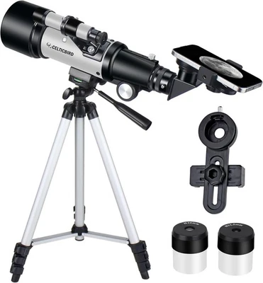 70mm Aperture Telescope for Beginners Silver Travel Telescope Tripod  Adapter - Image 1 of 4