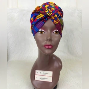 Gorra turbante con estampado africano preanudada nueva sin etiquetas - Imagen 1 de 7