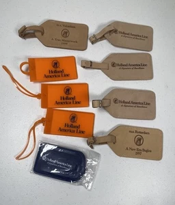 Holland America Cruise Luggage Tag Holder Lot Of 9 Plastic & Leather - Picture 1 of 2