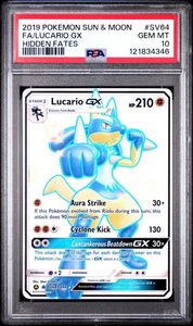 Pokemon Hidden Fates Lucario GX SV64 - PSA 10 - Picture 1 of 2